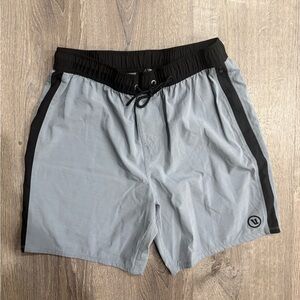Vuori Light Gray and Black Performance Shorts
